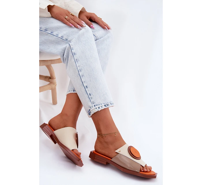 Kožené dámské geometrické pantofle Maciejka K7479-18 Béžovo-oranžové Kožené dámské geometrické pantofle Maciejka K7479-18 Béžovo-oranžové