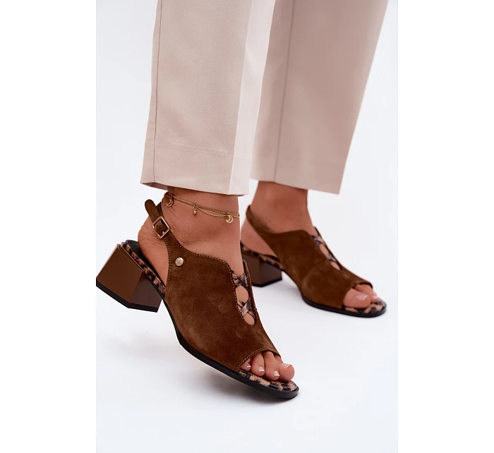 Sandály z přírodního semiše na podpatku Maciejka K7521-14 Hnědé Sandály z přírodního semiše na podpatku Maciejka K7521-14 Hnědé