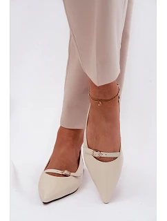 Kožené sandály na nízkém podpatku Maciejka K7449-22 Světle béžové