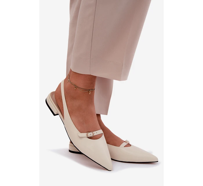 Kožené sandály na nízkém podpatku Maciejka K7449-22 Světle béžové Kožené sandály na nízkém podpatku Maciejka K7449-22 Světle béžové