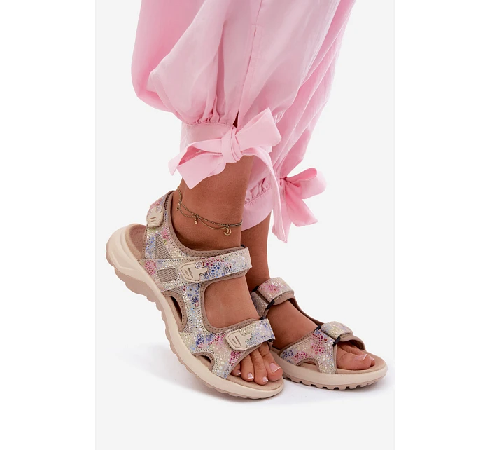 Kožené vzorované dámské sandály v sportovním stylu Morenia Kožené vzorované dámské sandály v sportovním stylu Morenia