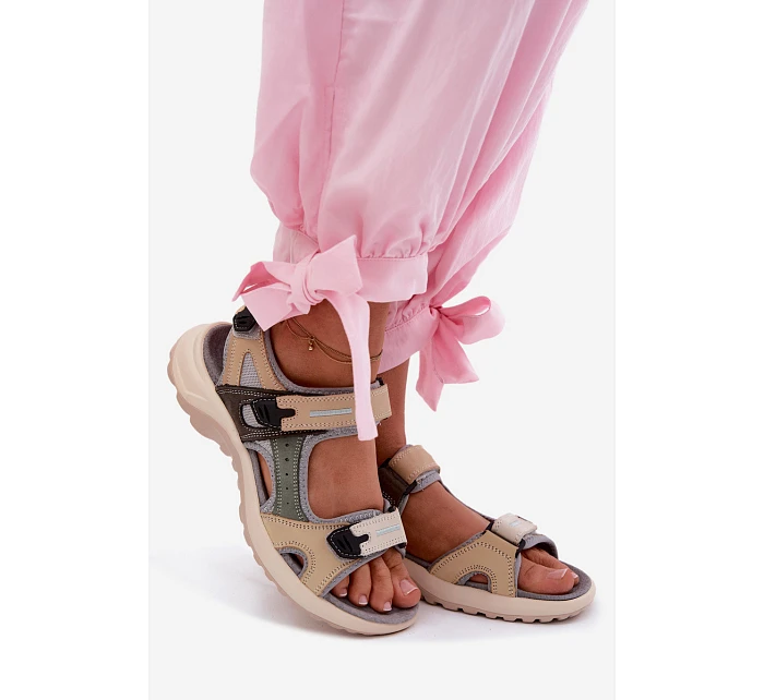 Kožené dámské sandály ve sportovním stylu šedé Morenia Kožené dámské sandály ve sportovním stylu šedé Morenia