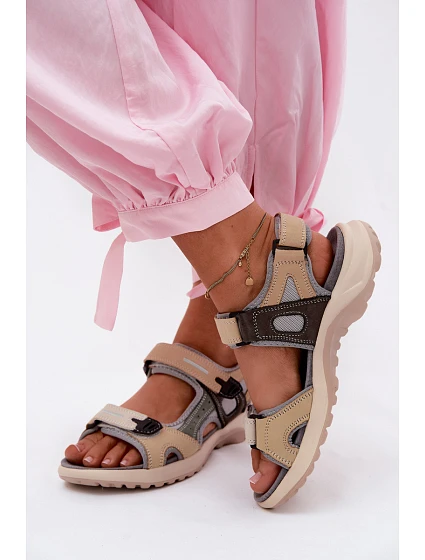 Kožené dámské sandály ve sportovním stylu šedé Morenia Kožené dámské sandály ve sportovním stylu šedé Morenia