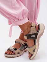 Kožené dámské sandály ve sportovním stylu šedé Morenia