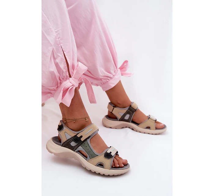 Kožené dámské sandály ve sportovním stylu šedé Morenia Kožené dámské sandály ve sportovním stylu šedé Morenia