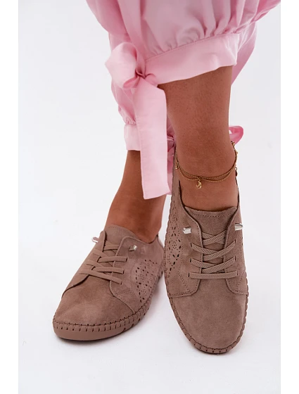 Prodyšné semišové polobotky tmavě béžové Flaria Prodyšné semišové polobotky tmavě béžové Flaria