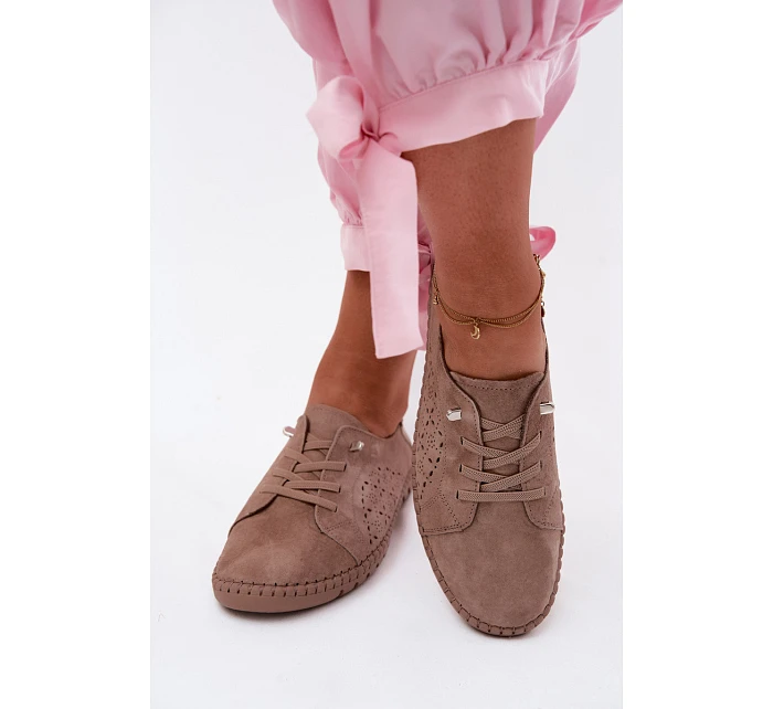 Prodyšné semišové polobotky tmavě béžové Flaria Prodyšné semišové polobotky tmavě béžové Flaria