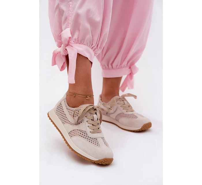 Dámské síťované tenisky z semiše světle béžové Gelina Dámské síťované tenisky z semiše světle béžové Gelina