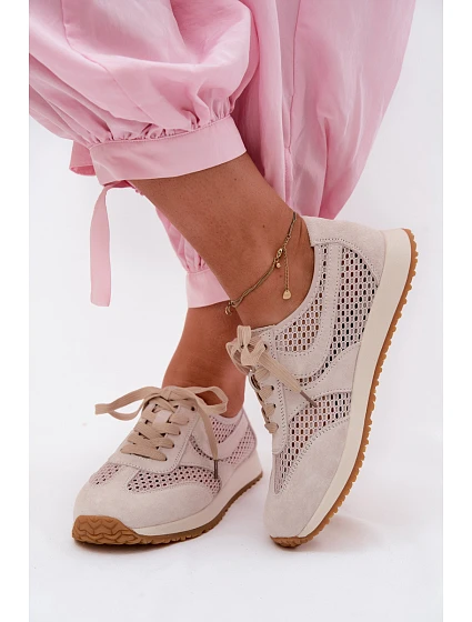 Dámské síťované tenisky z semiše světle béžové Gelina Dámské síťované tenisky z semiše světle béžové Gelina