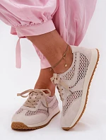 Dámské síťované tenisky z semiše světle béžové Gelina