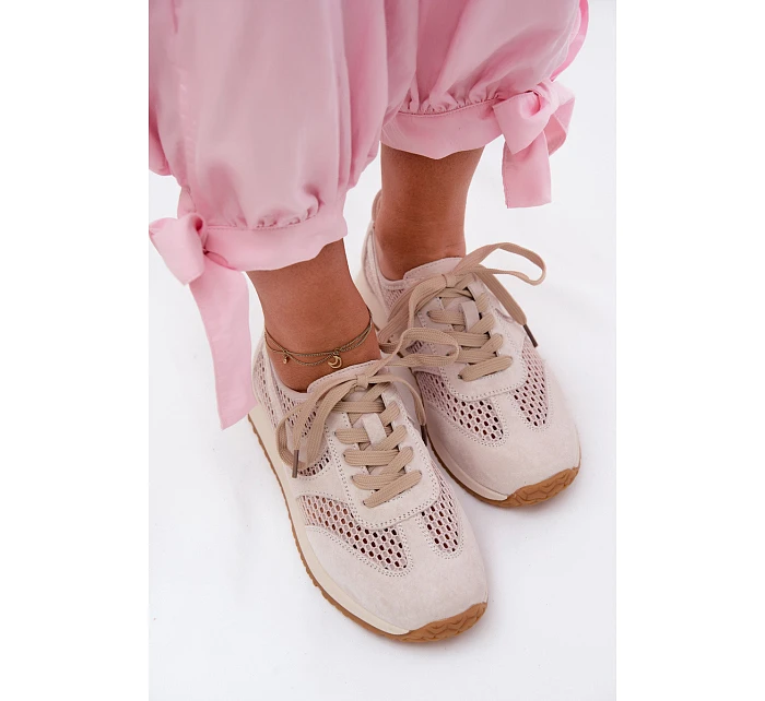 Dámské síťované tenisky z semiše světle béžové Gelina Dámské síťované tenisky z semiše světle béžové Gelina