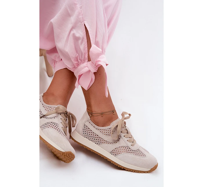 Dámské síťované tenisky z semiše světle béžové Gelina Dámské síťované tenisky z semiše světle béžové Gelina