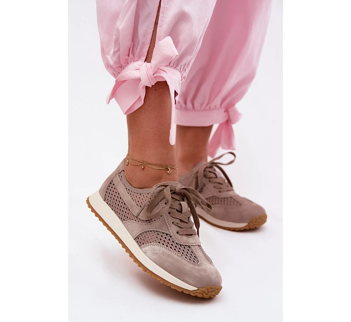 Dámské síťované tenisky z semiše tmavě béžové Gelina Dámské síťované tenisky z semiše tmavě béžové Gelina