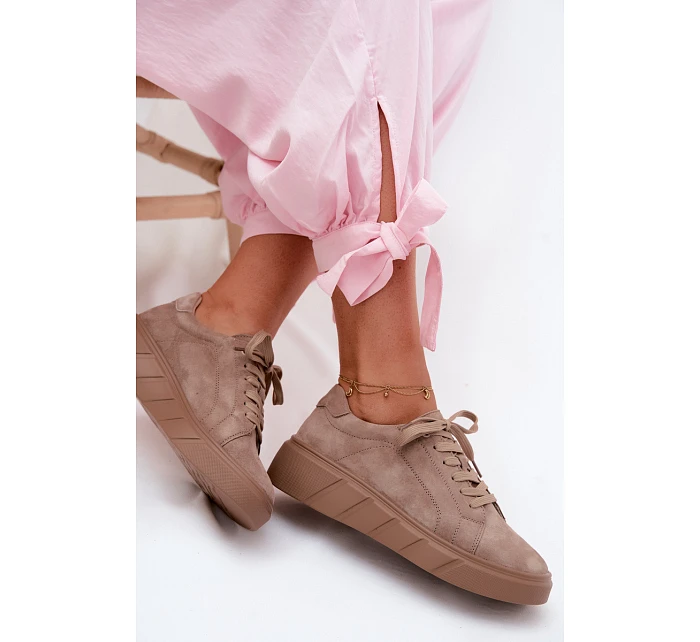 Kožené semišové dámské tenisky na platformě Tmavě béžové Danida Kožené semišové dámské tenisky na platformě Tmavě béžové Danida