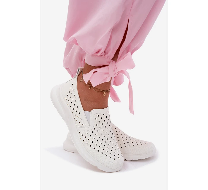 Dámské nazouvací síťované polobotky z umělé kůže bílé Geressa Dámské nazouvací síťované polobotky z umělé kůže bílé Geressa
