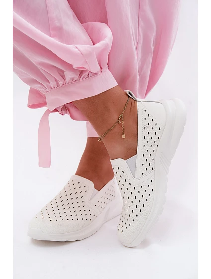 Dámské nazouvací síťované polobotky z umělé kůže bílé Geressa Dámské nazouvací síťované polobotky z umělé kůže bílé Geressa