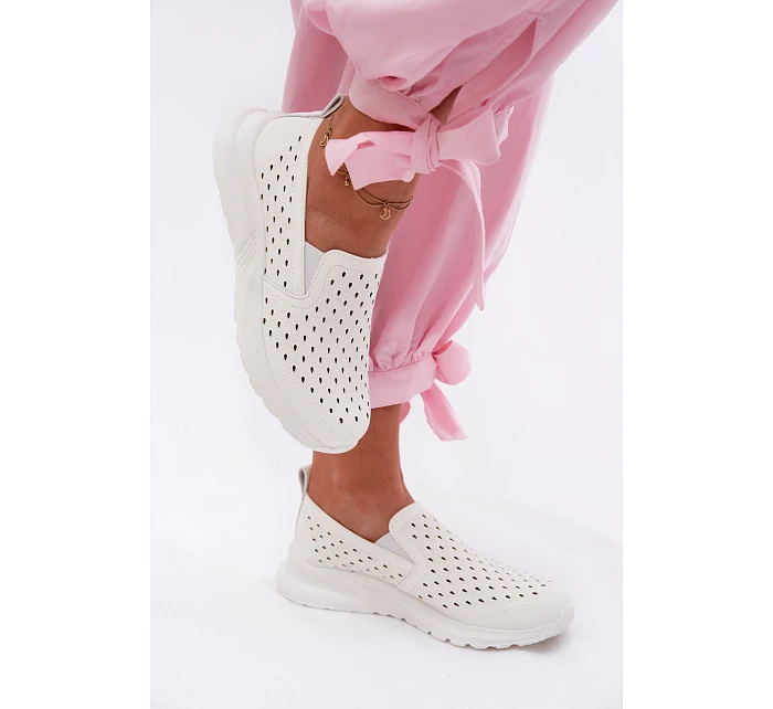 Dámské nazouvací síťované polobotky z umělé kůže bílé Geressa Dámské nazouvací síťované polobotky z umělé kůže bílé Geressa