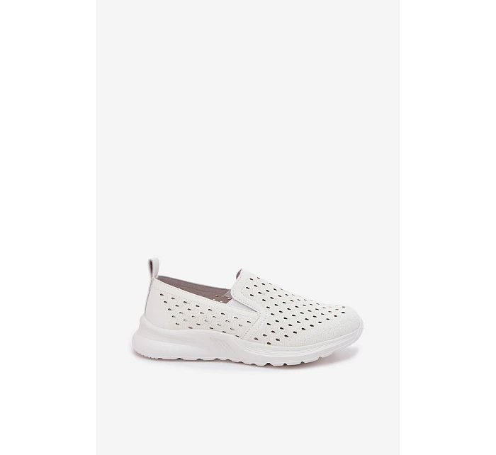 Dámské nazouvací síťované polobotky z umělé kůže bílé Geressa Dámské nazouvací síťované polobotky z umělé kůže bílé Geressa