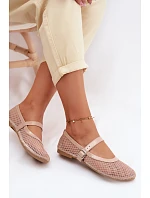 Síťové baleríny s páskem Béžové Gaia