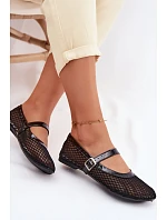 Síťové baleríny s páskem Černé Gaia