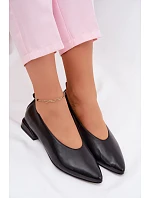Kožené baleríny na nízkém podpatku Černé Hoshi