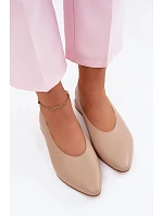 Kožené baleríny na nízkém podpatku Béžové Hoshi