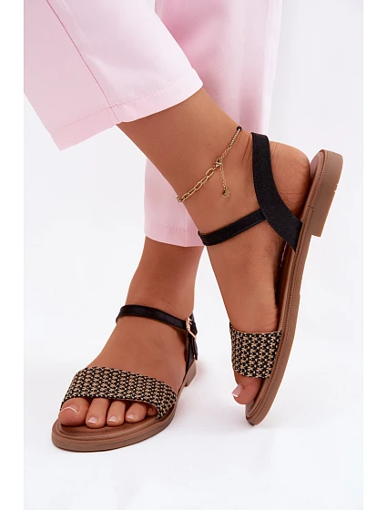 Dámské sandály na ploché podrážce Černé Lumina