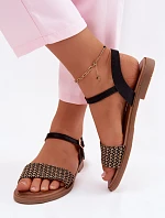 Dámské sandály na ploché podrážce Černé Lumina