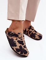 Kožené semišové pantofle Mule s přezkou v kravích skvrnách Zazoo 1905
