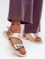 Kožené dámské nízké zlaté sandály Vinceza 86434