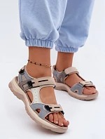 Kožené dámské sandály ve sportovním stylu McKeylor 95414 Béžovo-modré