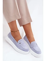 Kožené semišové dámské polobotky na platformě s nazouváním Vinceza 93218 modré