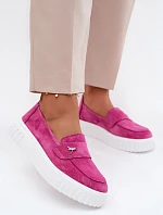 Kožené semišové dámské polobotky na platformě nazouvací Vinceza Fuksiová