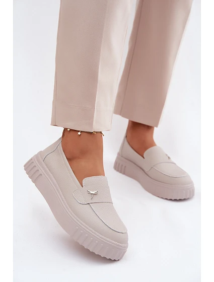 Kožené dámské polobotky na platformě s nazouváním Vinceza 93218 Béžové Kožené dámské polobotky na platformě s nazouváním Vinceza 93218 Béžové