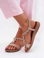 Dámské sandály Ploché Zlaté S.Barski KV61-6051