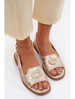Ženské sandály Ploché S Ozdobou S.Barski KV61-6040 Zlaté