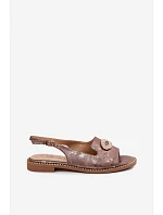 Dámské sandály Ploché s Ozdobou S.Barski KV61-6040 Hnědé