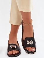Dámské sandály na nízkém podpatku s ozdobou S.Barski KV61-6037 Černé