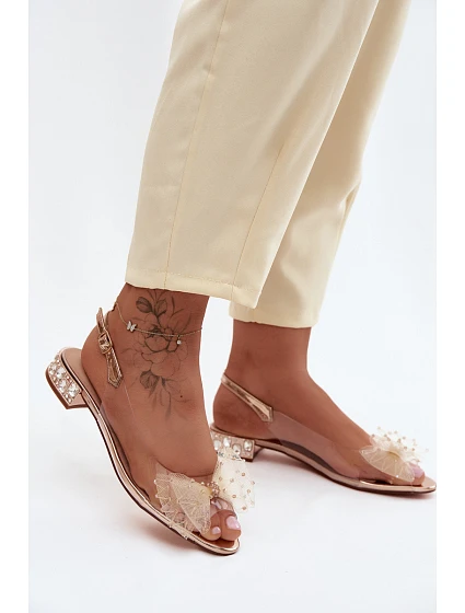 Dámské sandály průhledné s mašlí model 22140832 růžové zlato - D&A