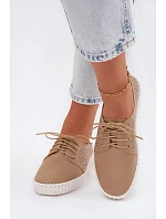 Dámské perforované polobotky s šněrováním tmavě béžové Pearla
