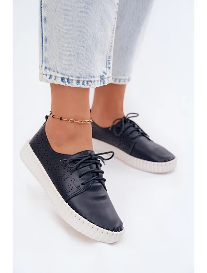 Dámské otevřené polobotky na šněrování tmavě modré Pearla