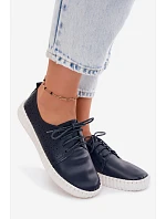 Dámské otevřené polobotky na šněrování tmavě modré Pearla