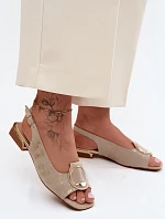 Dámské sandály na nízkém podpatku s ozdobou Zlato Glima