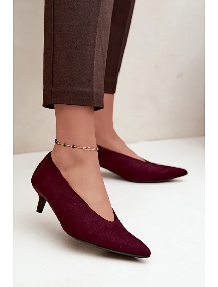 Bordové semišové lodičky na kitten heel Nuretta Bordové semišové lodičky na kitten heel Nuretta