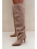 Dámské kozačky na podpatku Khaki Corly