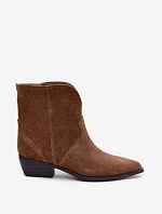 Kožené kozačky na podpatku Základní kůže Camel Norelle