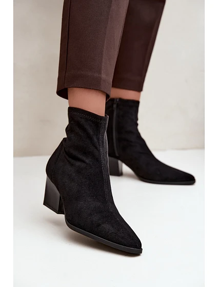 Dámské kotníkové boty na špičatém podpatku s zipem Černé Atina