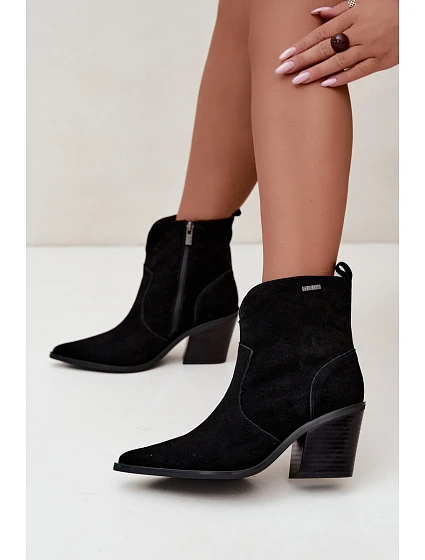 Dámské zateplené kovbojky na podpatku Big Star model 22349493 černé - Big Star Shoes Dámské zateplené kovbojky na podpatku Big Star model 22349493 černé - Big Star Shoes