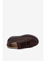 Kožené tenisky na masivní platformě model 22355942 hnědé - Zazoo