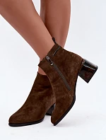 Zateplené kožené semišové kotníkové boty na platformě Hnědé Lurelia